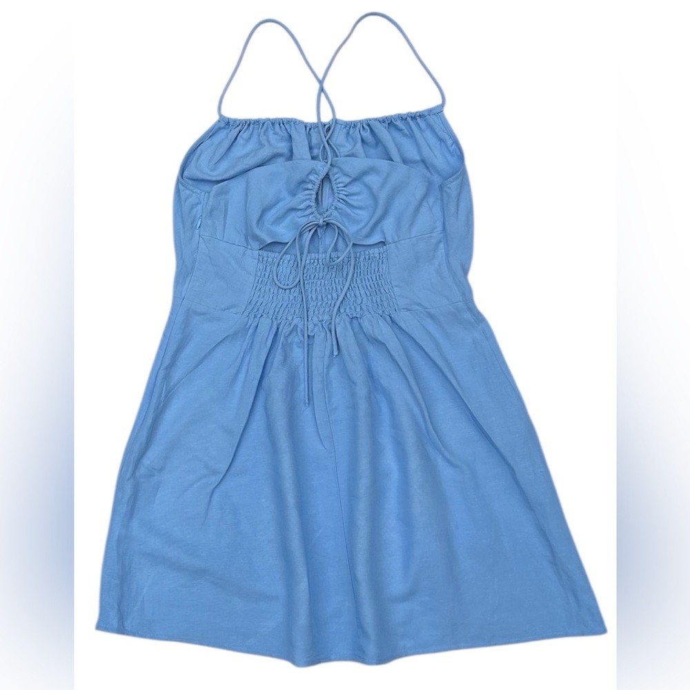 H&M NWT Linen-Blend Light Blue Mini Dress Size:S - Picture 5 of 7